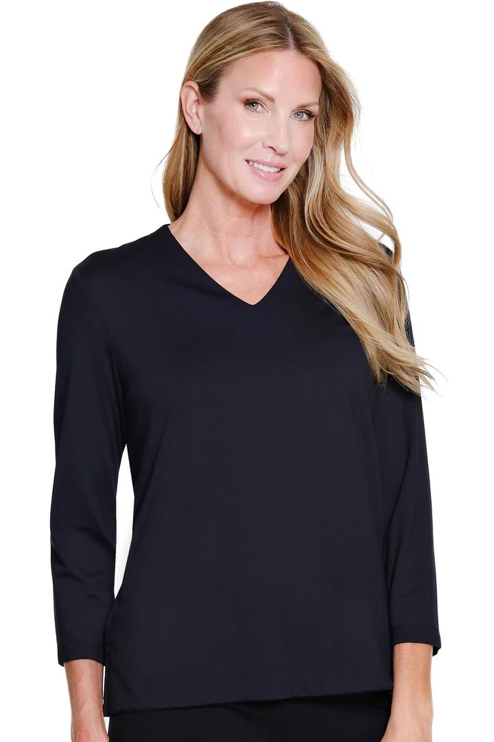 Cindy V Neck Top - Black
