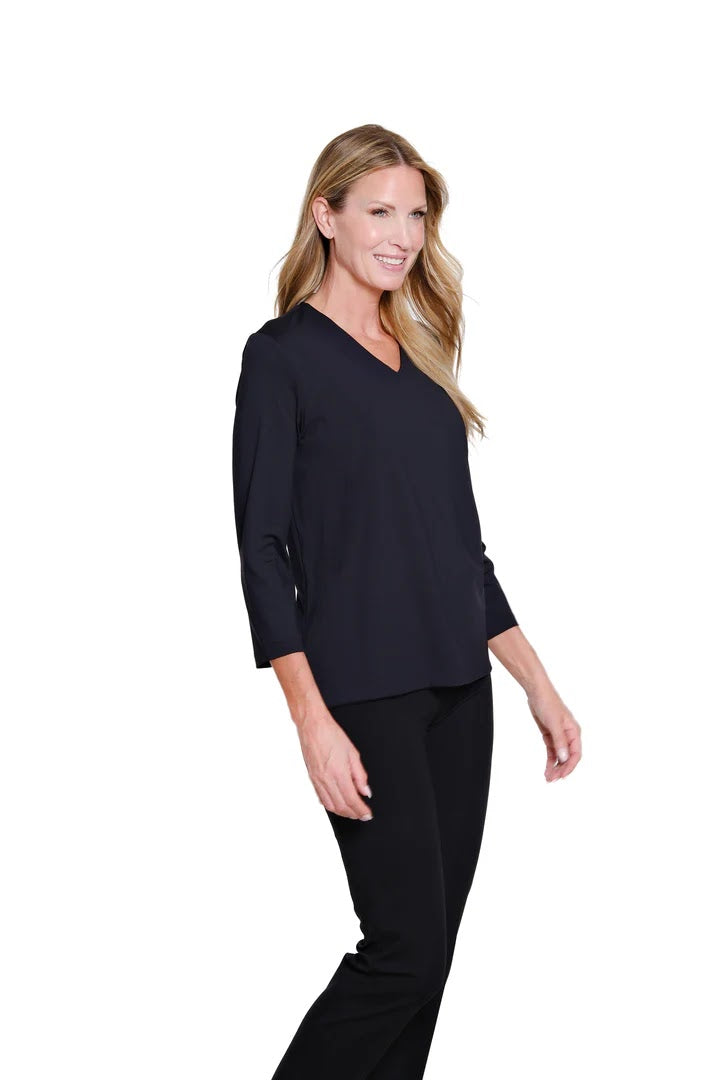 Cindy V Neck Top - Black
