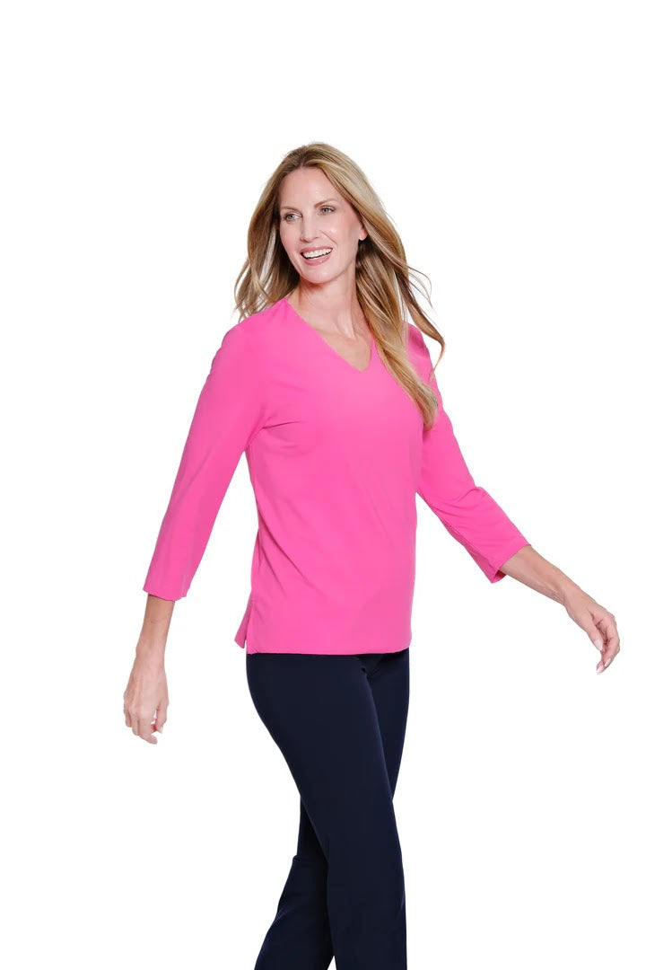Cindy V Neck Top - Candy Pink