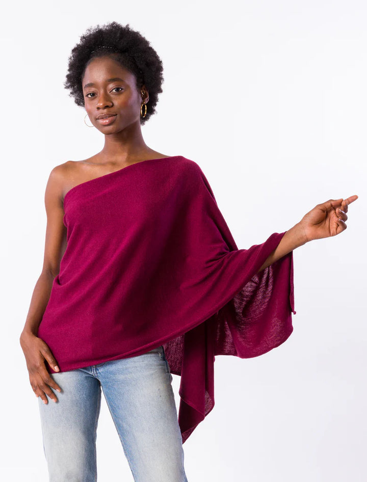 Eden Knit Poncho - Red Wine