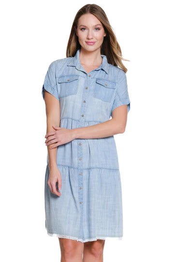 Twill Shirt Dress - Light Indigo