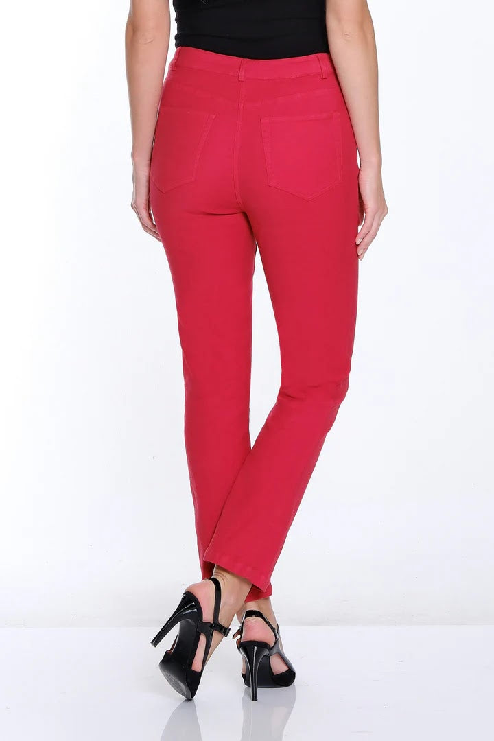 Slim Sation Zip Front Ankle Jean - Chili Pepper