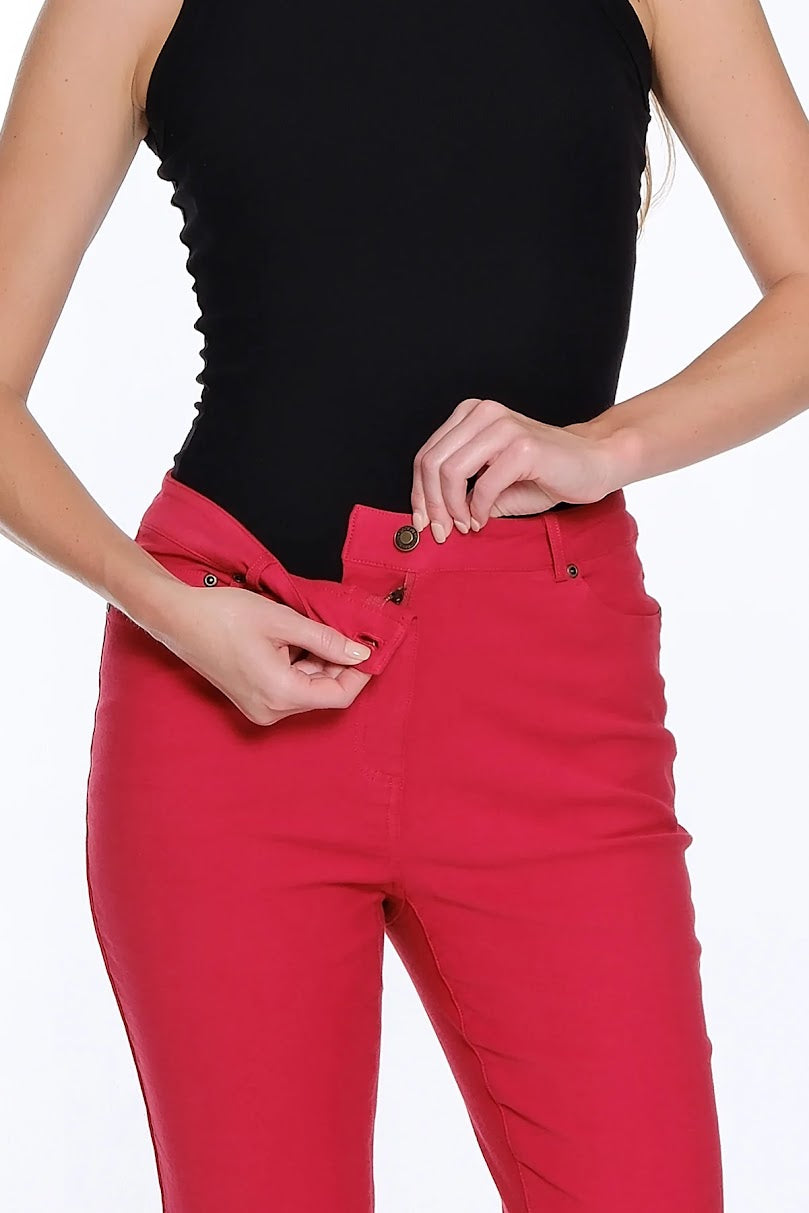 Slim Sation Zip Front Ankle Jean - Chili Pepper