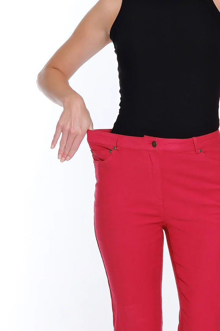 Slim Sation Zip Front Ankle Jean - Chili Pepper