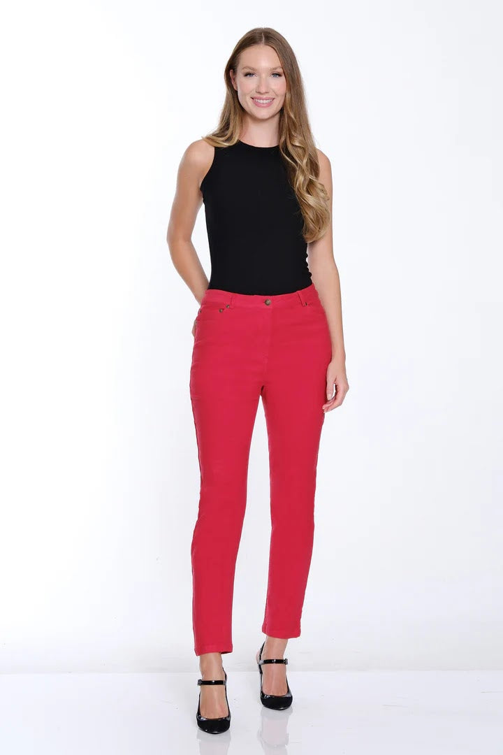 Slim Sation Zip Front Ankle Jean - Chili Pepper
