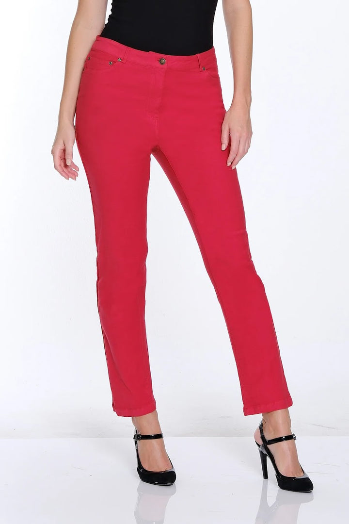 Slim Sation Zip Front Ankle Jean - Chili Pepper