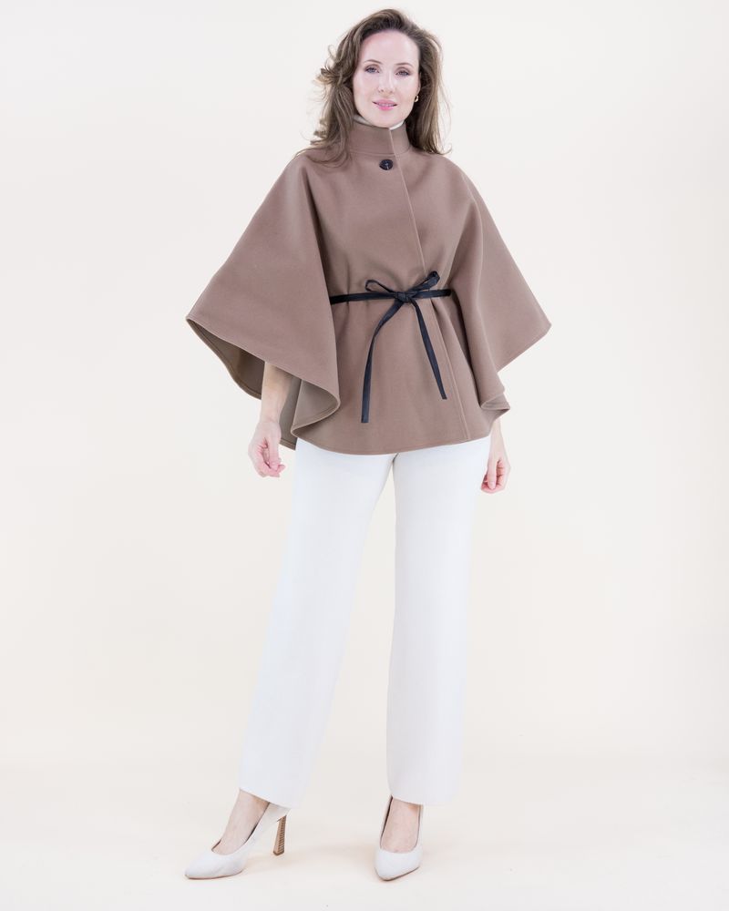 Funnel Neck Cape - Khaki