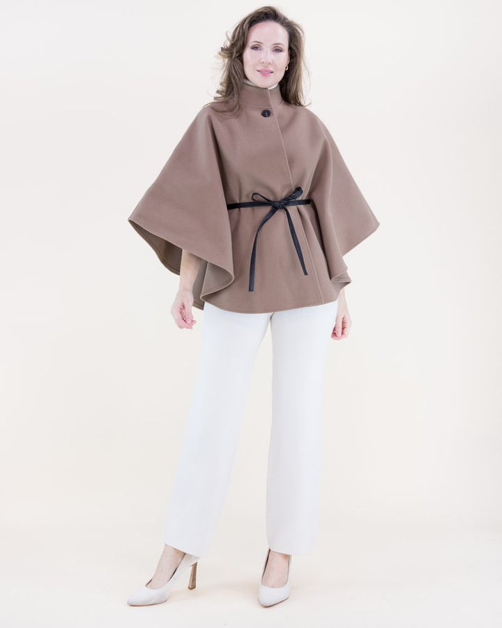 Funnel Neck Cape - Khaki