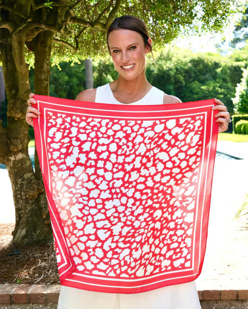 Lawson Medium Leopard Scarf - Red White