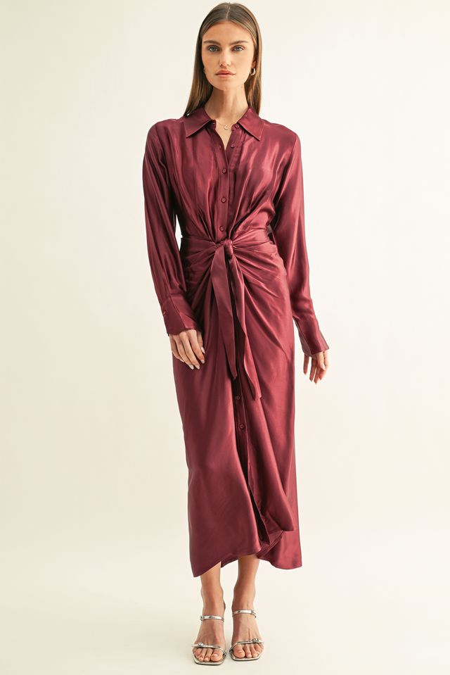 Kannon Midi Dress - Burgundy
