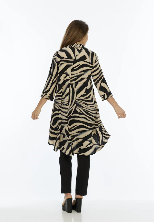 Inner Diva Shirt Dress - Black Beige Swirl