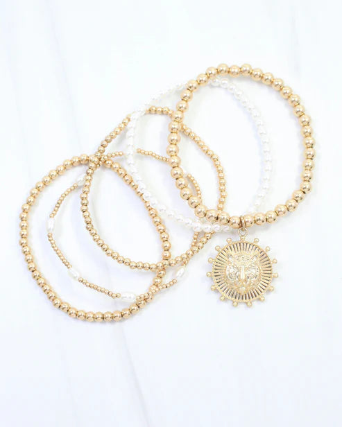 Carmen Coin Tiger Bracelet Set - Gold