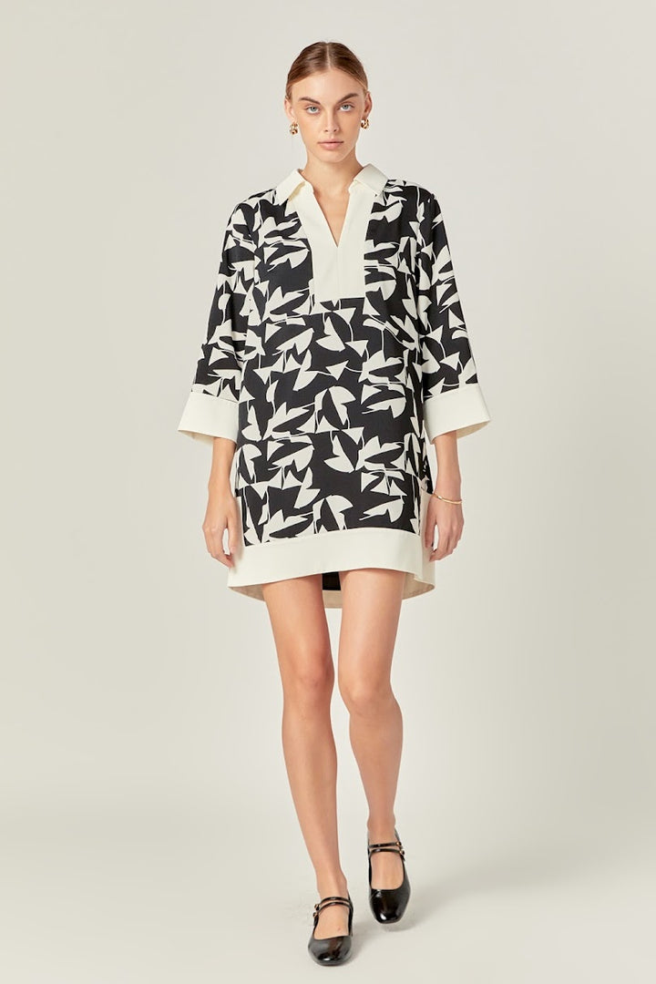 Mel Tunic Dress - Black/Ivory