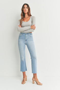 JUSTUSA HR Tonal Crop Flare Jean - Light Denim