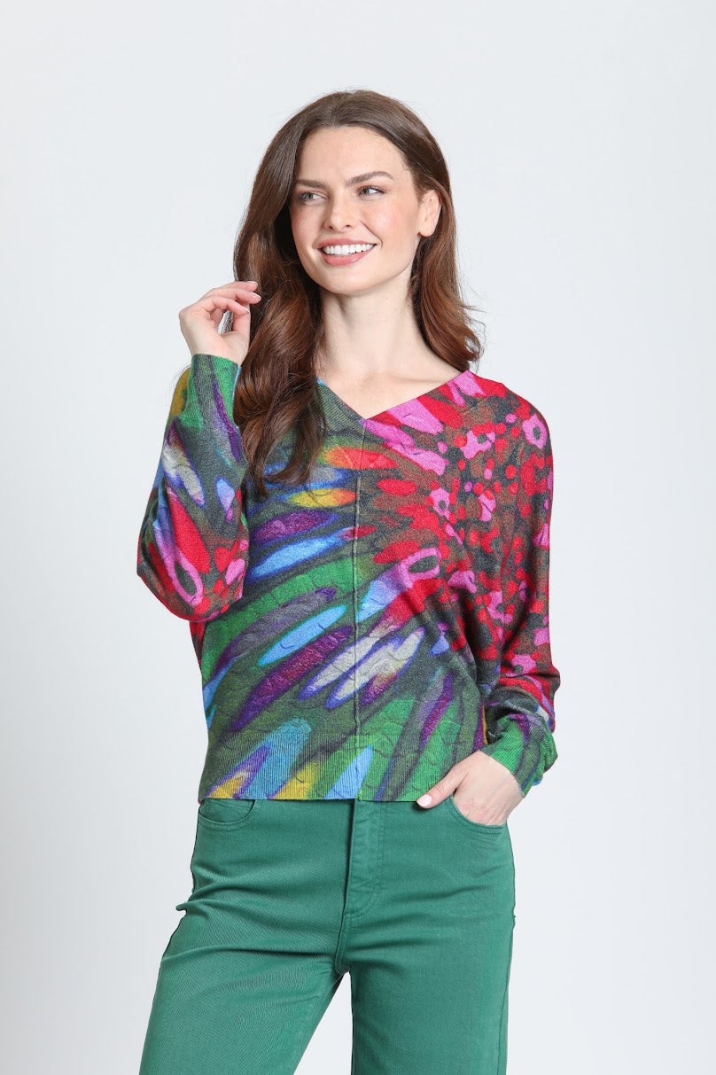 Aurora V Neck Sweater - Jewel Noir