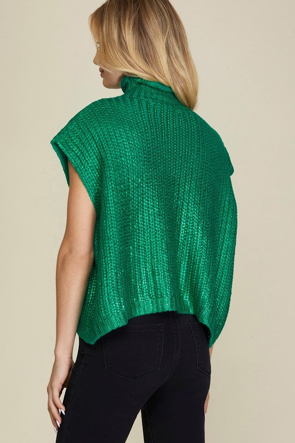 Marvelous In Metallic Sweater - Green