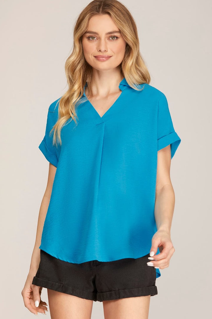 The Adelle Top - Diva Blue
