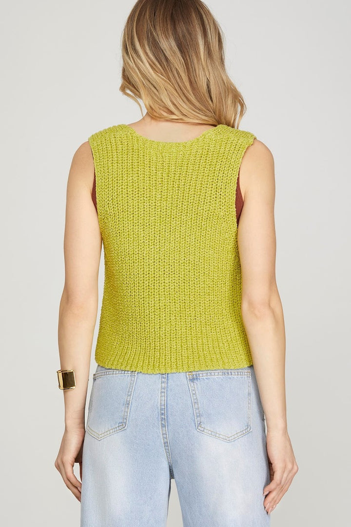 The Cora Sweater Vest - Lime