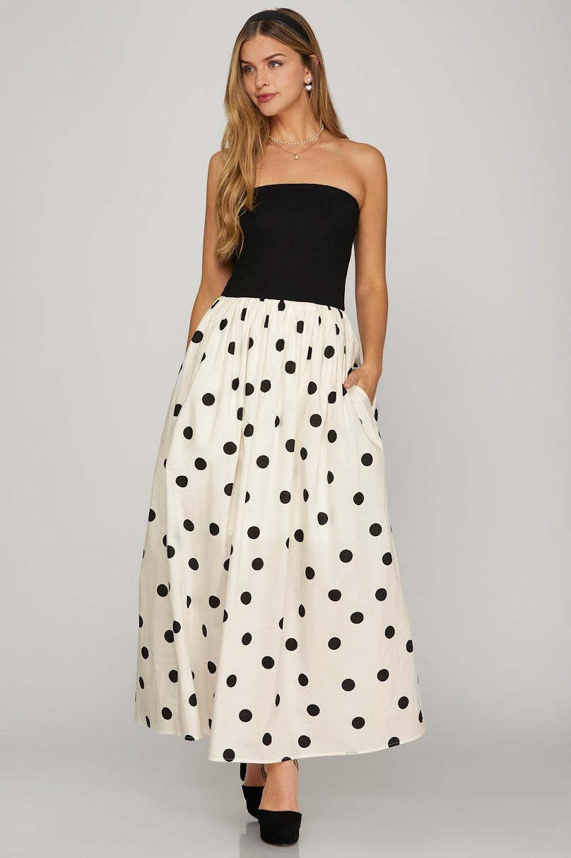 Let's Polka Dress - Black Off White