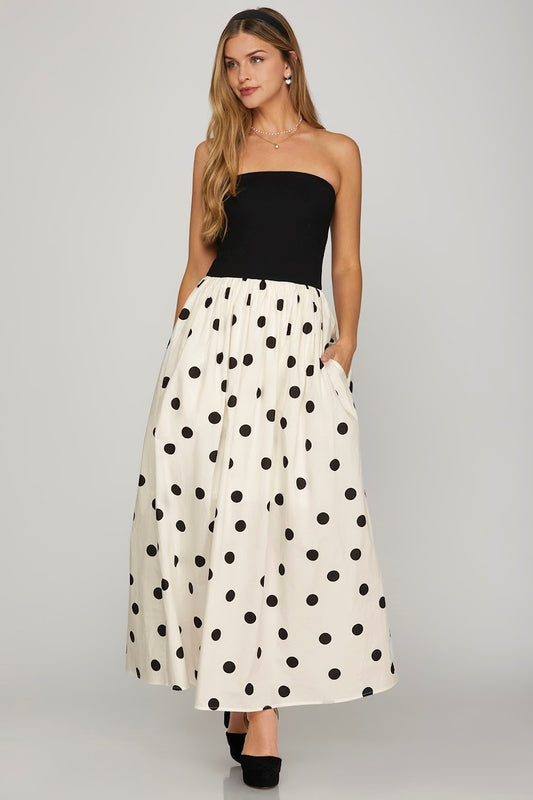 Let's Polka Dress - Black Off White