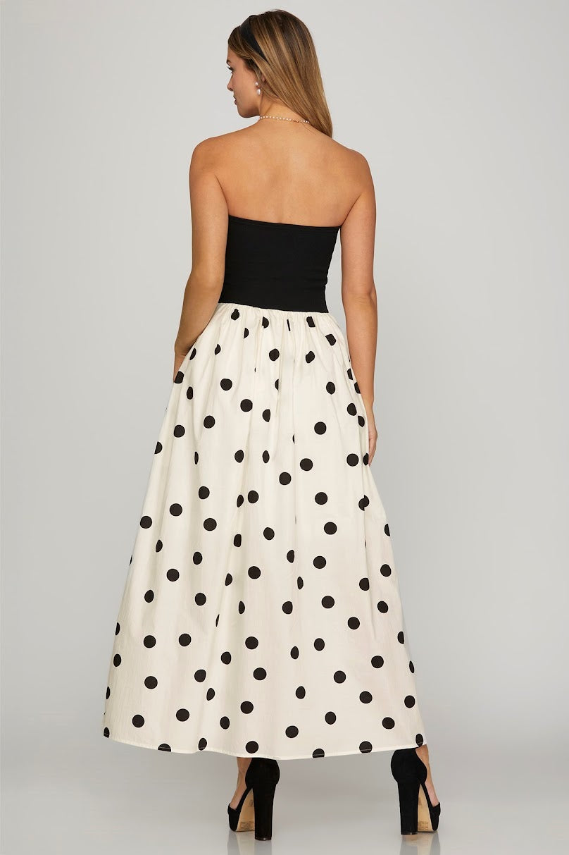 Let's Polka Dress - Black Off White