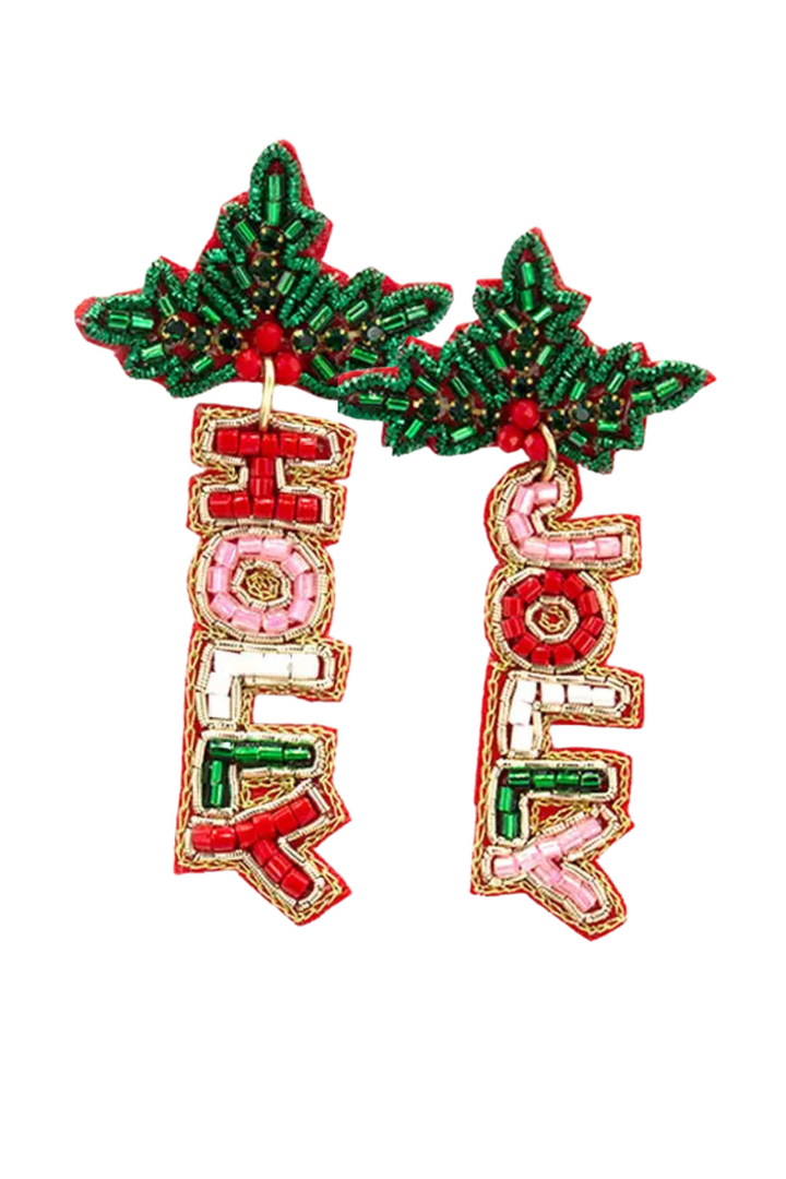 Holly & Jolly Beaded Earring - Red Pink