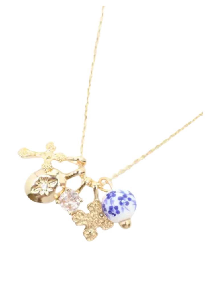 Crossing Blue Jordan Charm Necklace Set - Gold