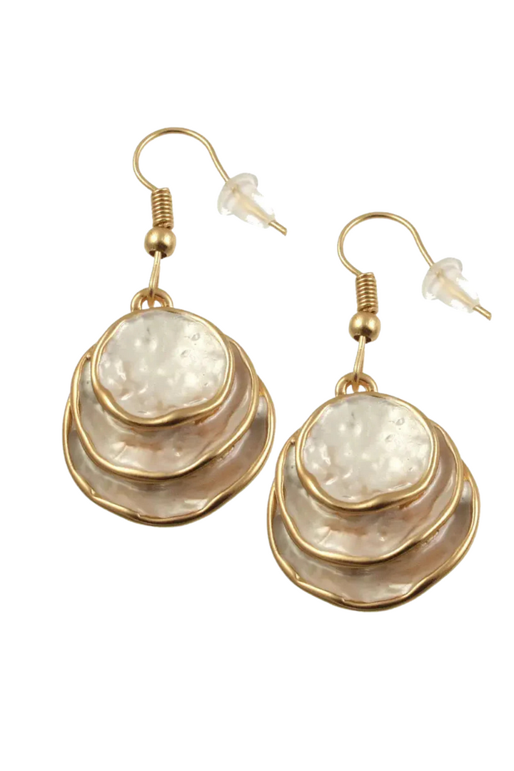3 Circle Stack Earrings - White Gold