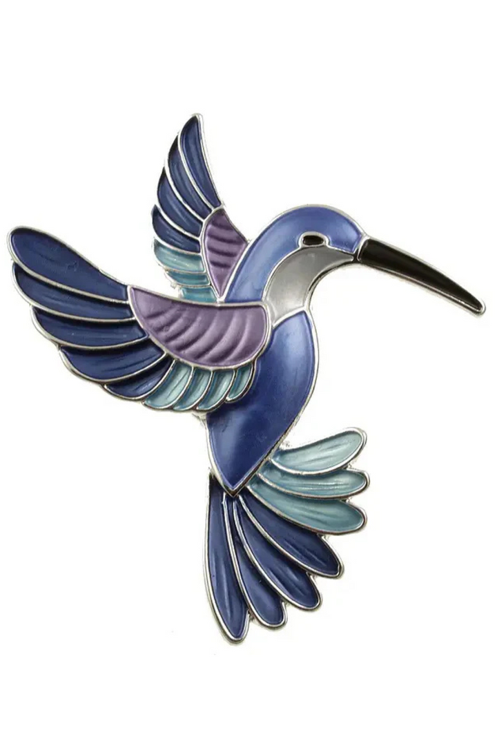 Hummingbird Brooch - Silver Blue