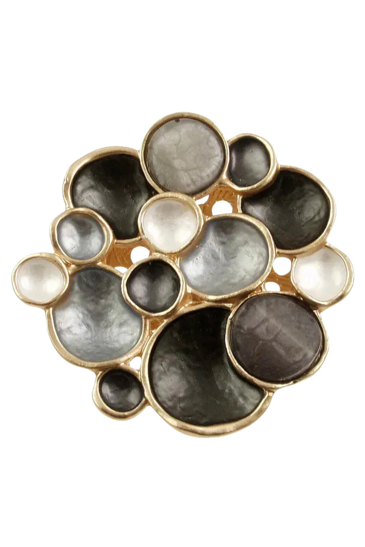 Bubble Symphony Brooch - Gold Black