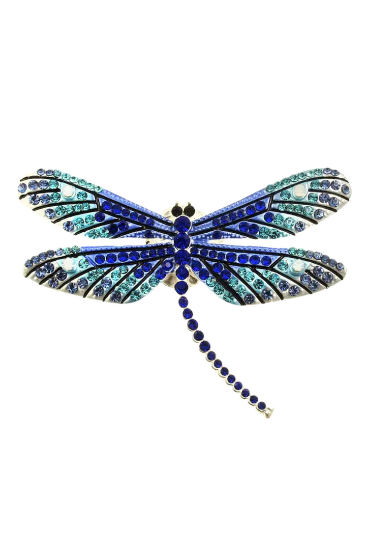 Dragonfly Brooch - Silver Blue