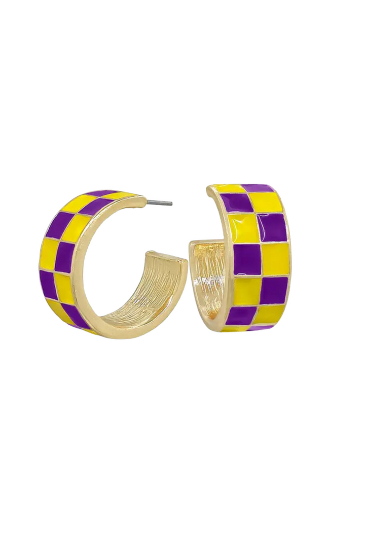 Checkered Earing - Purple Yellow