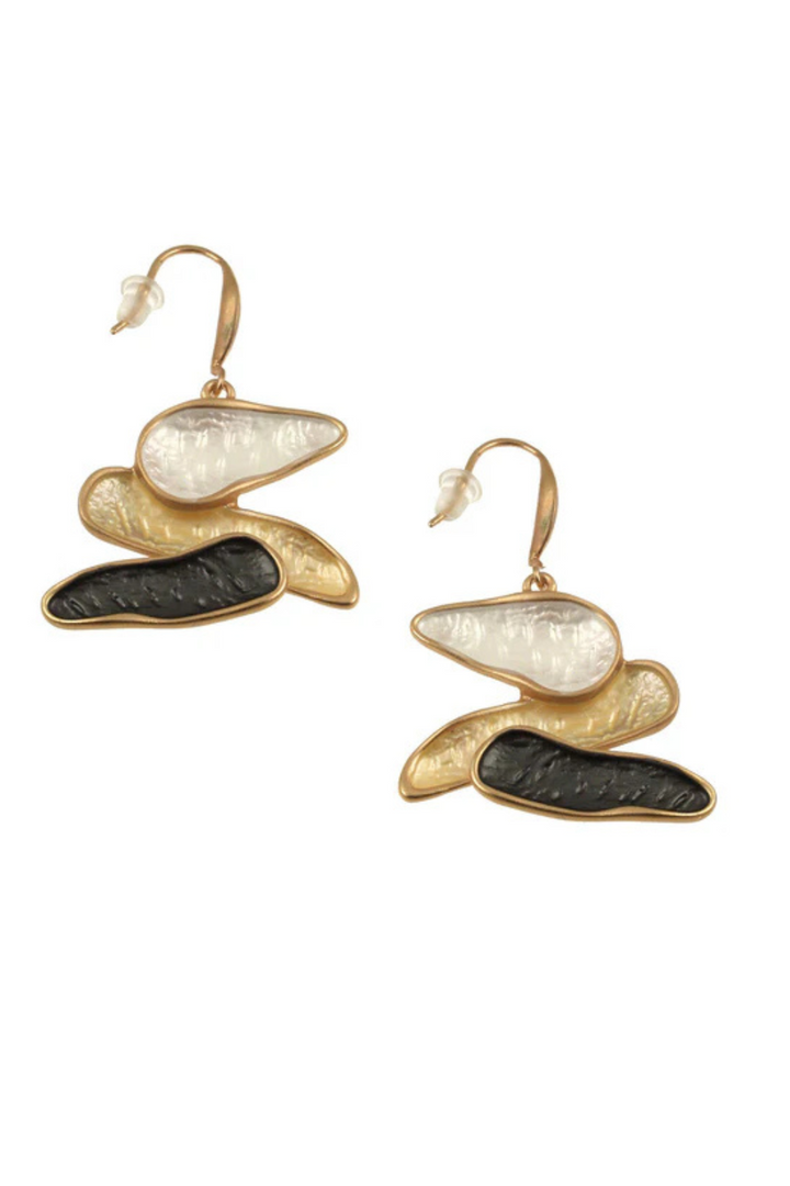 Earthscape Earring - Gold White Grey