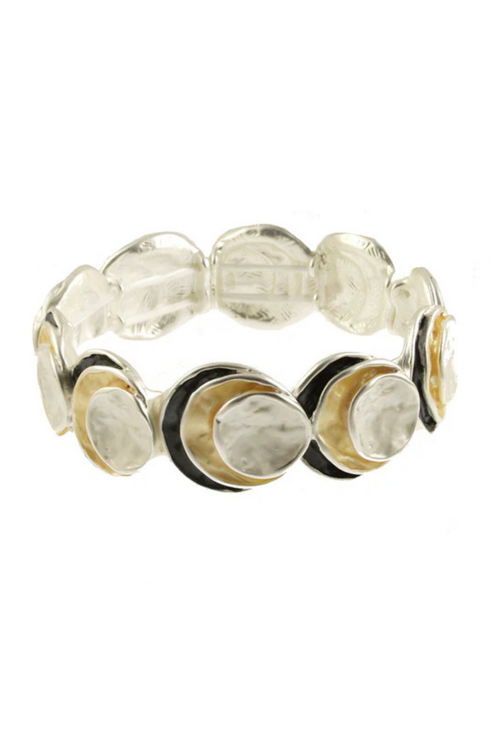 3 Circle Stack Bracelet - Grey Gold White