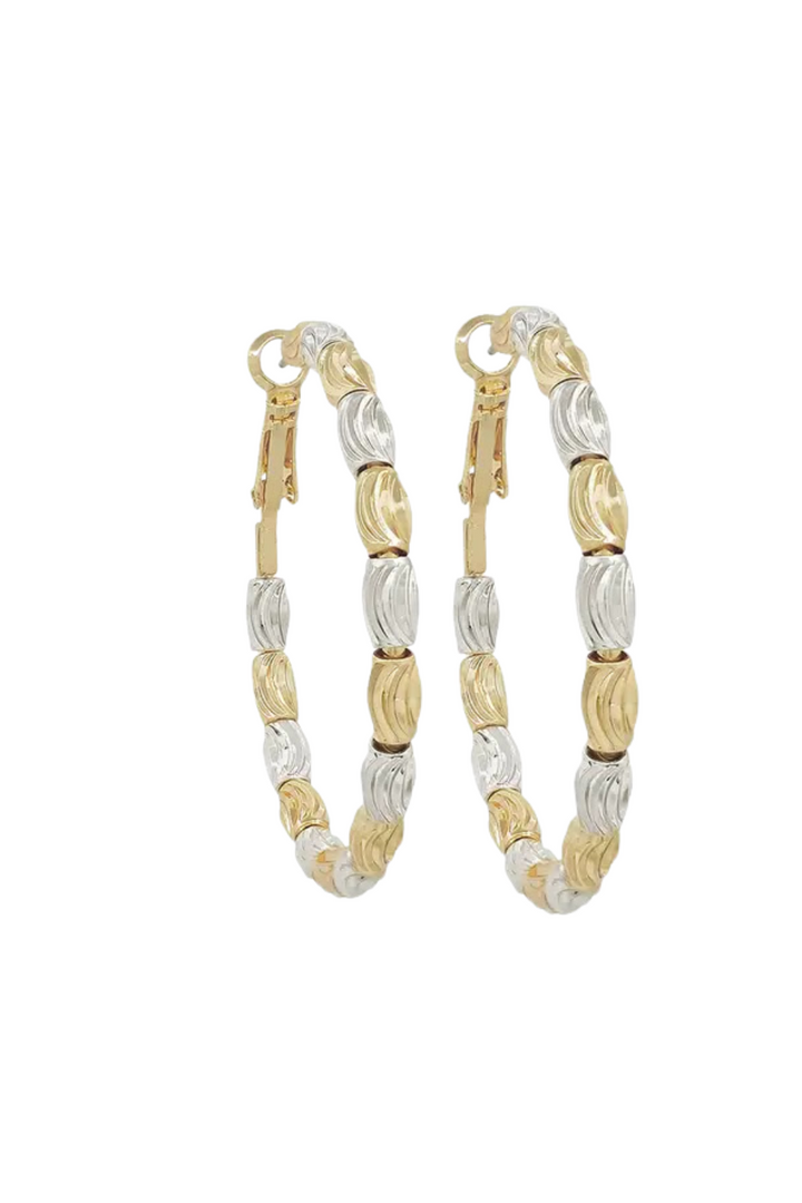 Textured Gold & Silver Earring