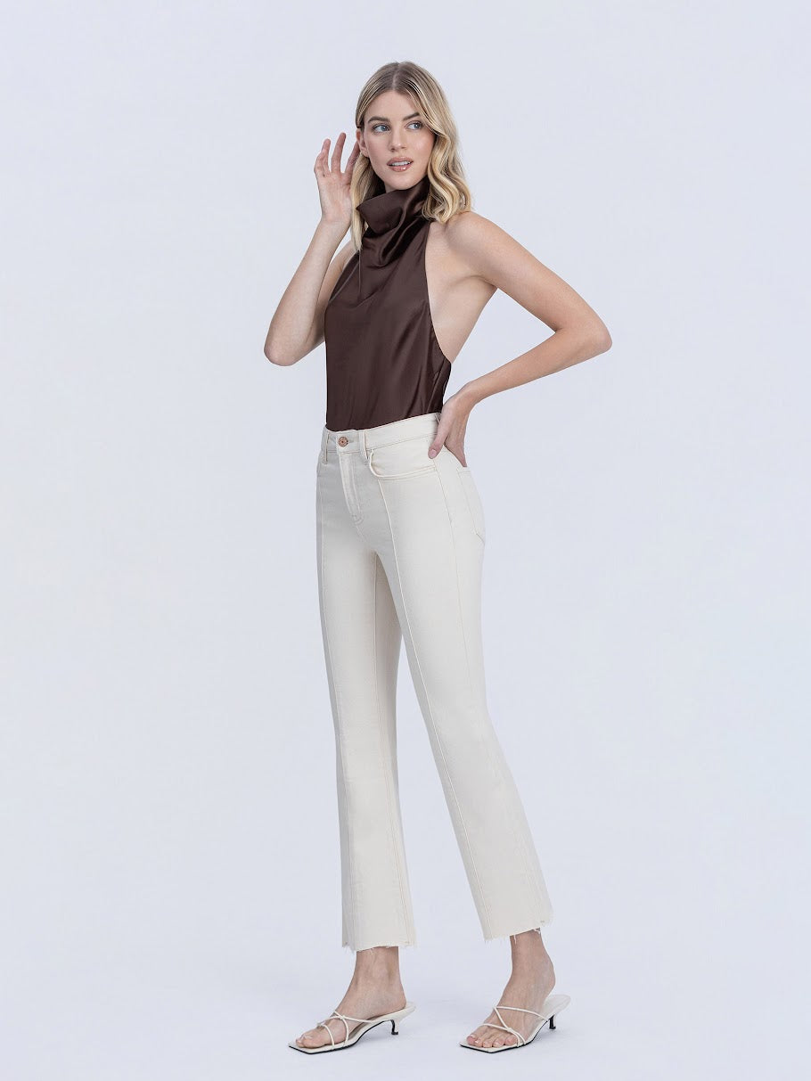HR Pintuck Ankle Bootcut Jeans - Natural