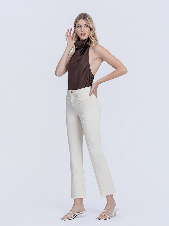 HR Pintuck Ankle Bootcut Jeans - Natural