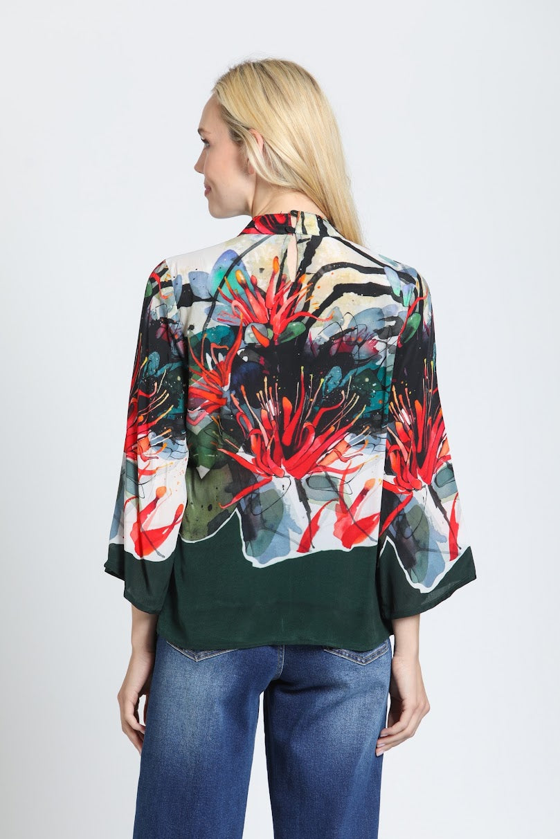 Abstract Top - Crimson &amp; Deep Moss Noir