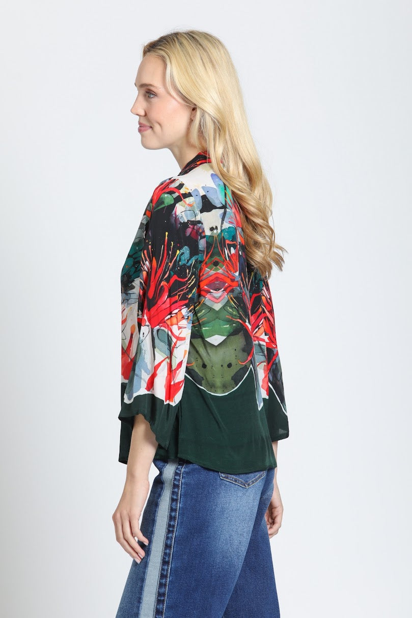 Abstract Top - Crimson &amp; Deep Moss Noir