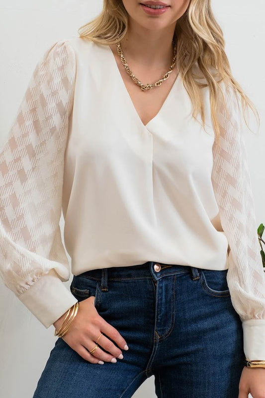 Perfect Little Plaid Blouse - Champagne