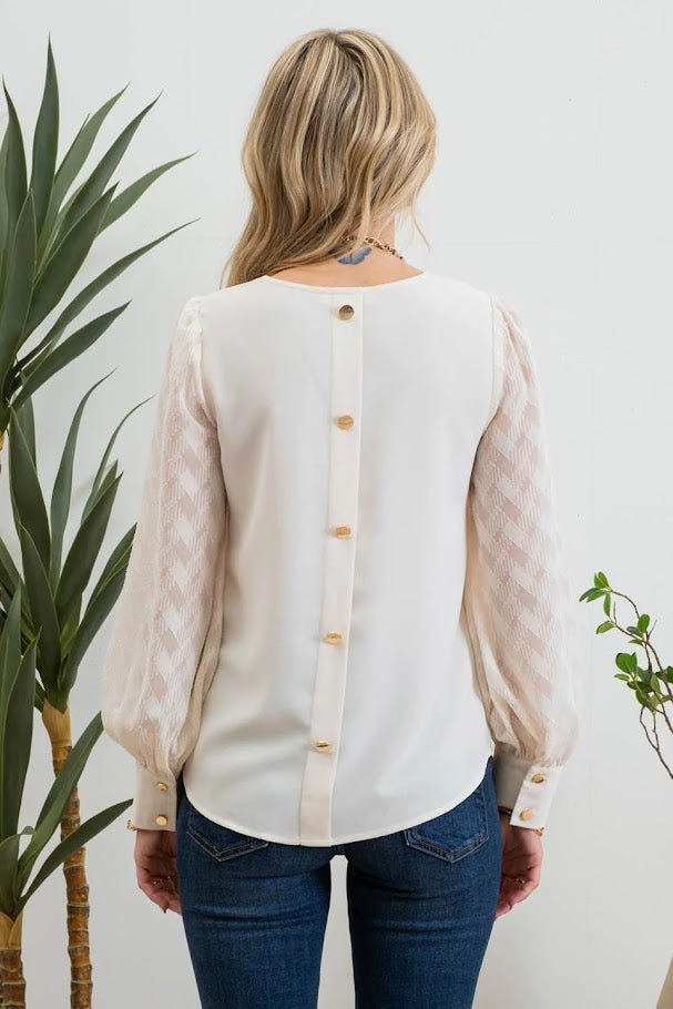 Perfect Little Plaid Blouse - Champagne