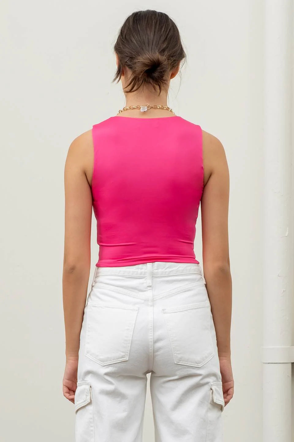 The Amelie Cropped Tank - Fuchsia