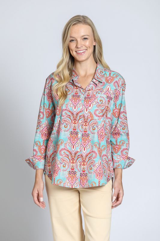 My Fun Boyfriend Top - Aqua Multi