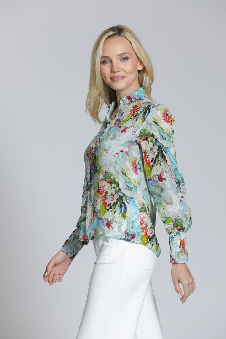 Remi Blouse - Aqua Multi