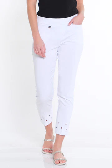 Slim-Sations Embroidered Ankle Pant - White