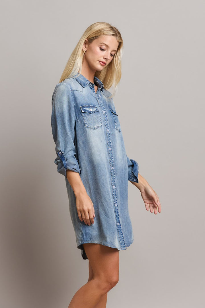 The Cindy Denim Dress - Denim