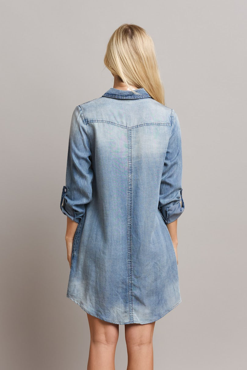 The Cindy Denim Dress - Denim