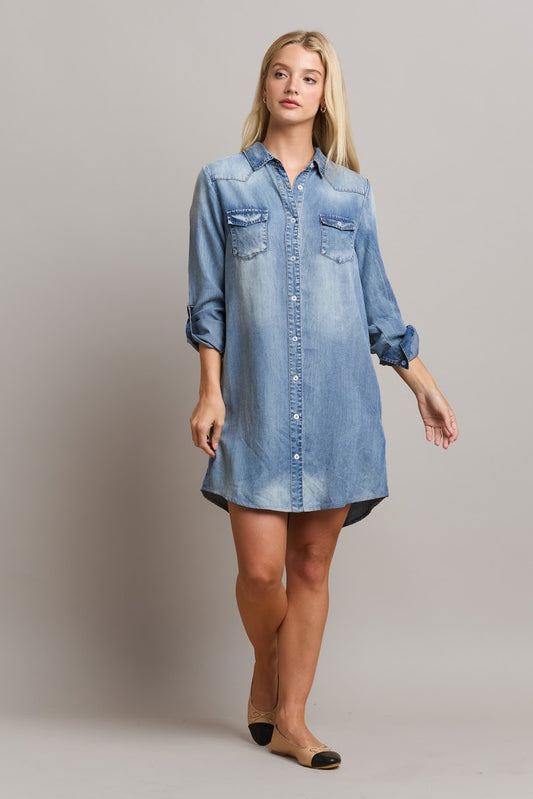 The Cindy Denim Dress - Denim