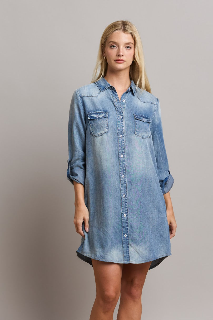 The Cindy Denim Dress - Denim