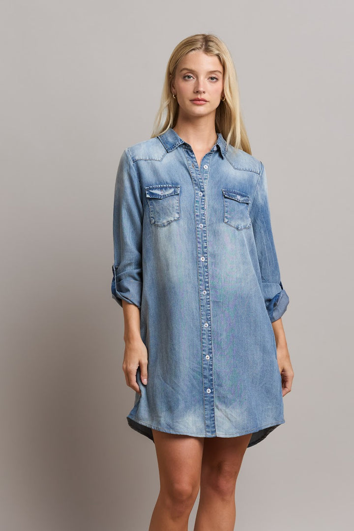The Cindy Denim Dress - Denim